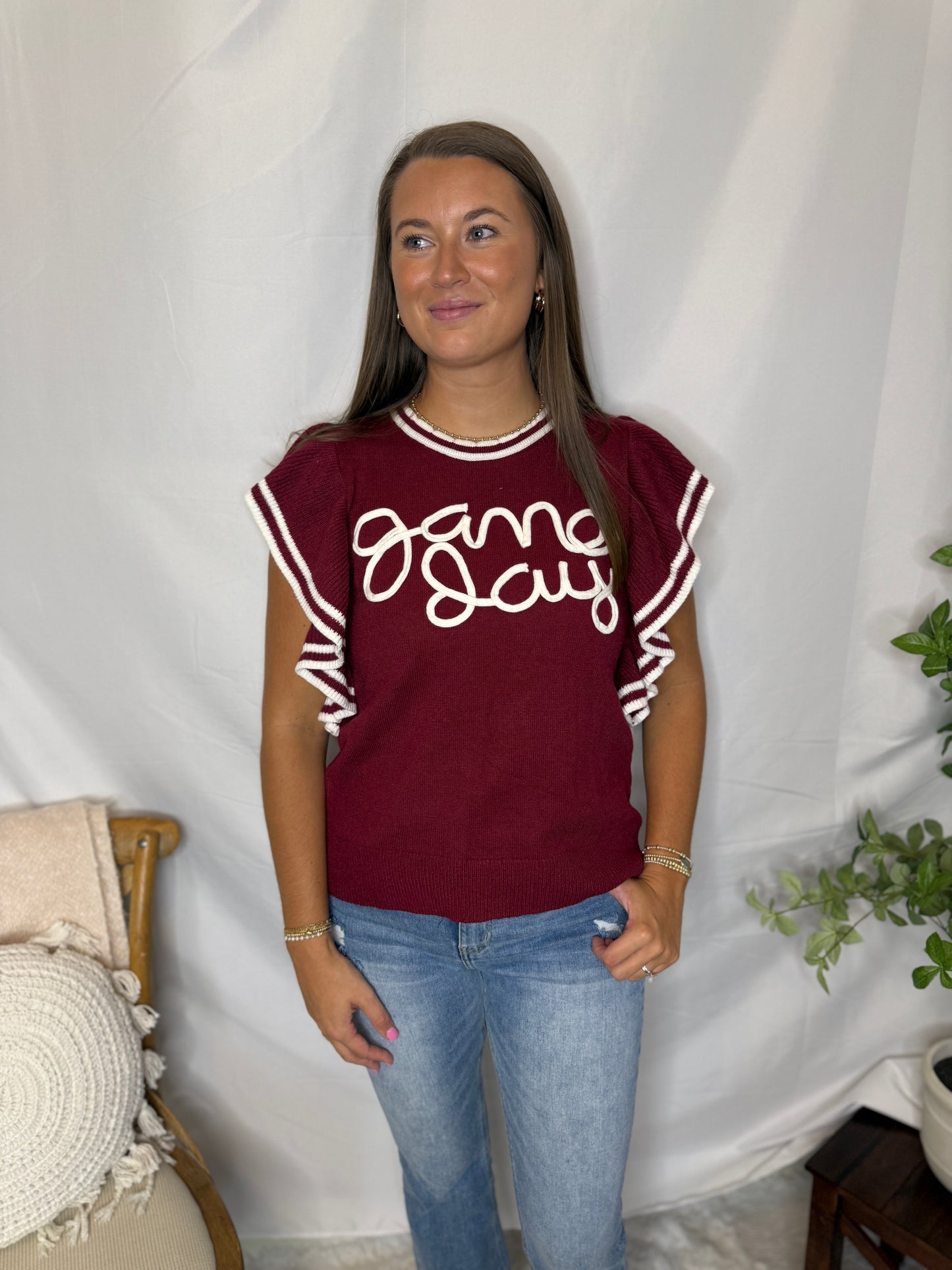 Gameday Ruffle Sleeve Sweater
