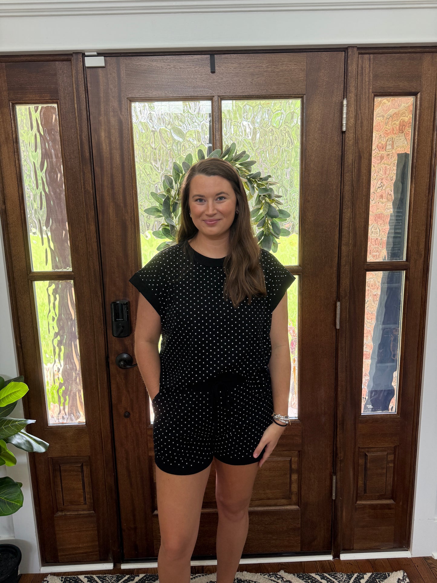 Polka Dot Knit Top & Shorts Set