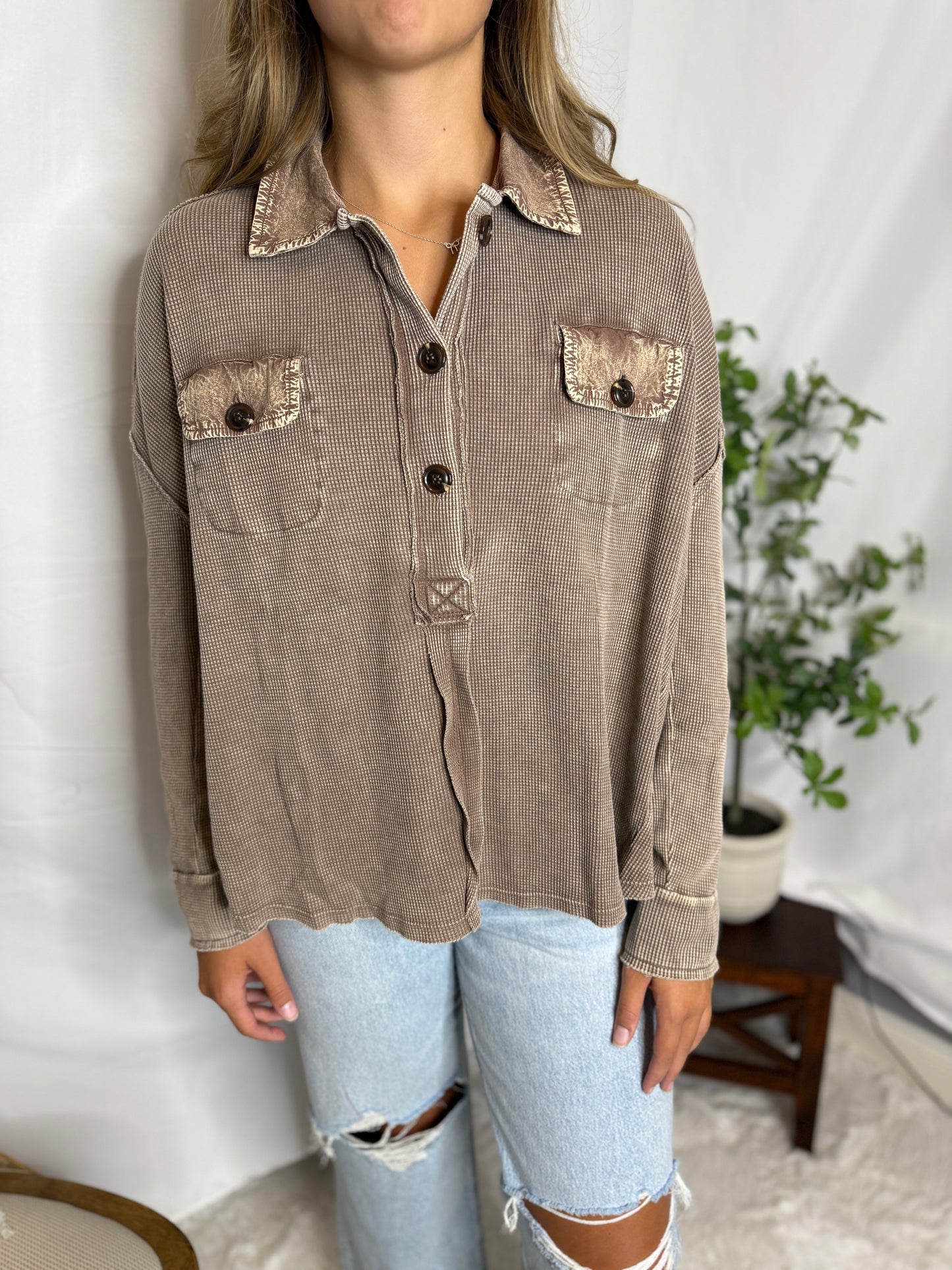 Mineral Wash Henley Top