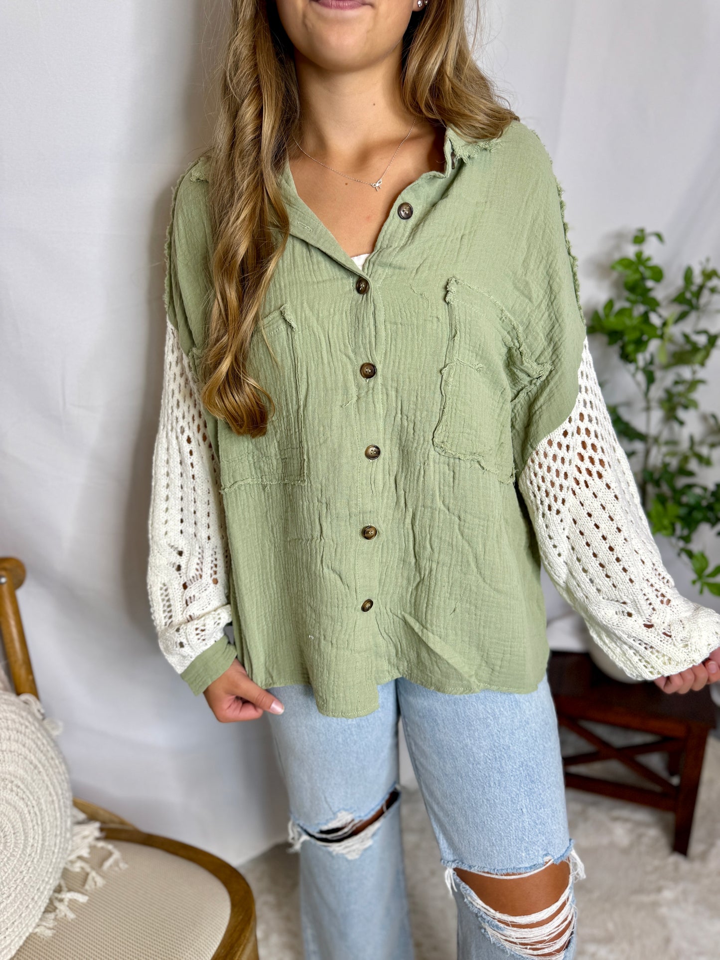 The Garden Crochet Sleeve Sweater
