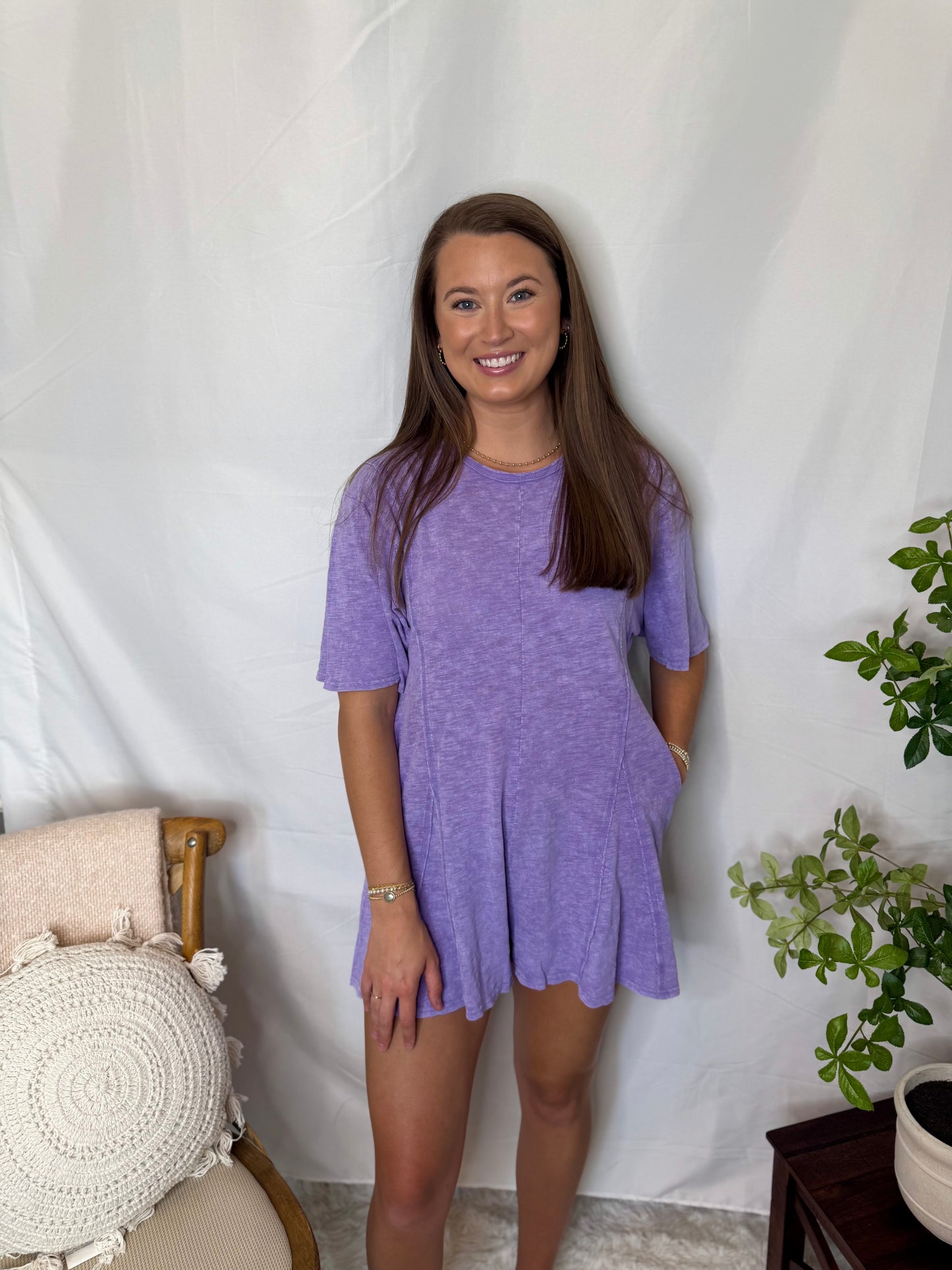 The Mineral Washed Oversized Knit Comfy Romper