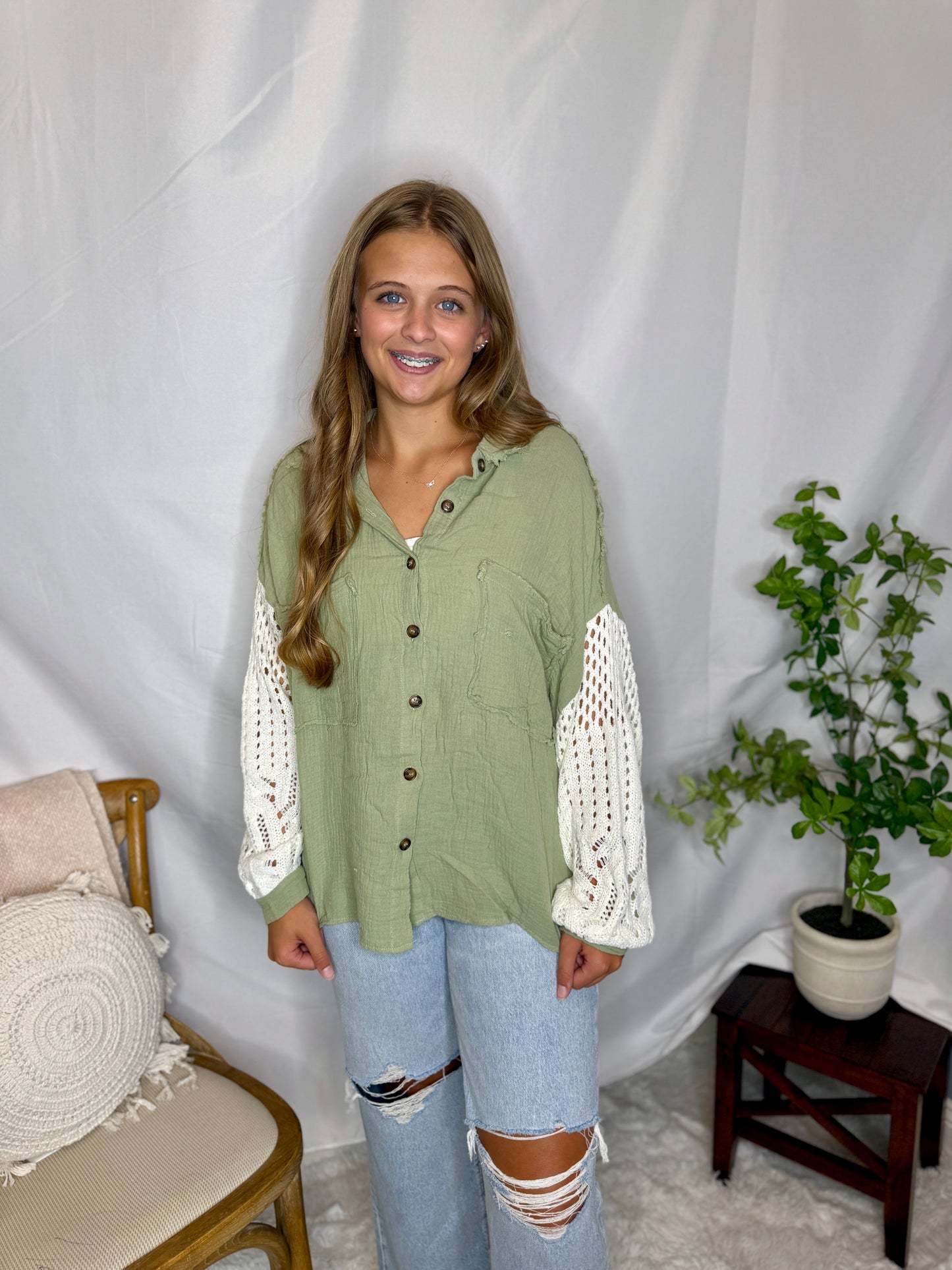 The Garden Crochet Sleeve Sweater