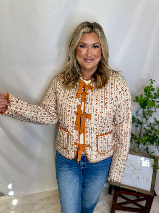Quilted Bow Tie Puffer Jacket