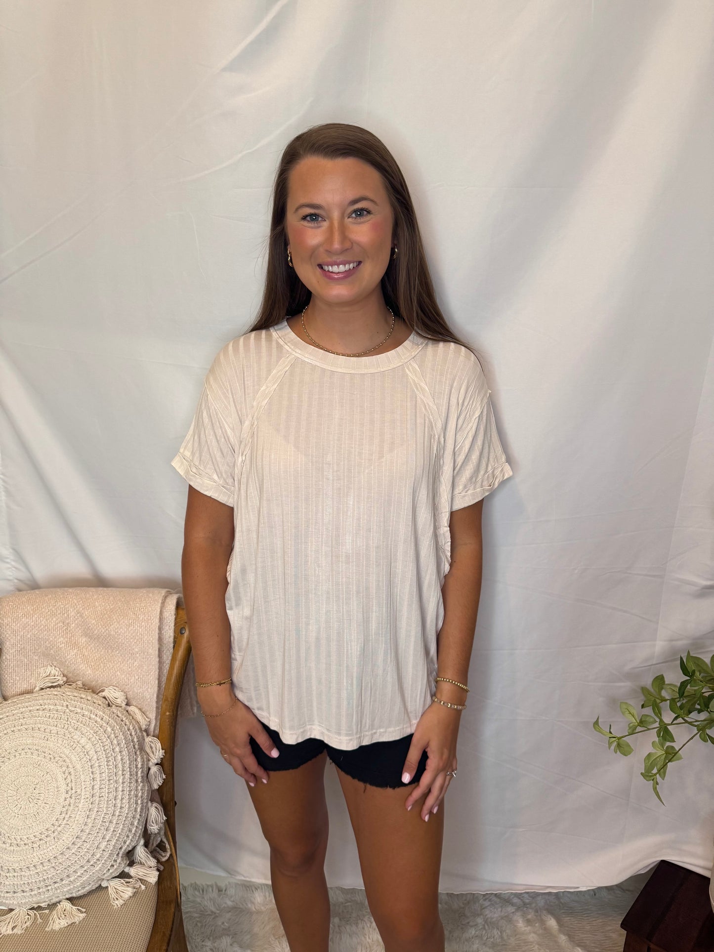 The Ribbed Boat Neck Tee