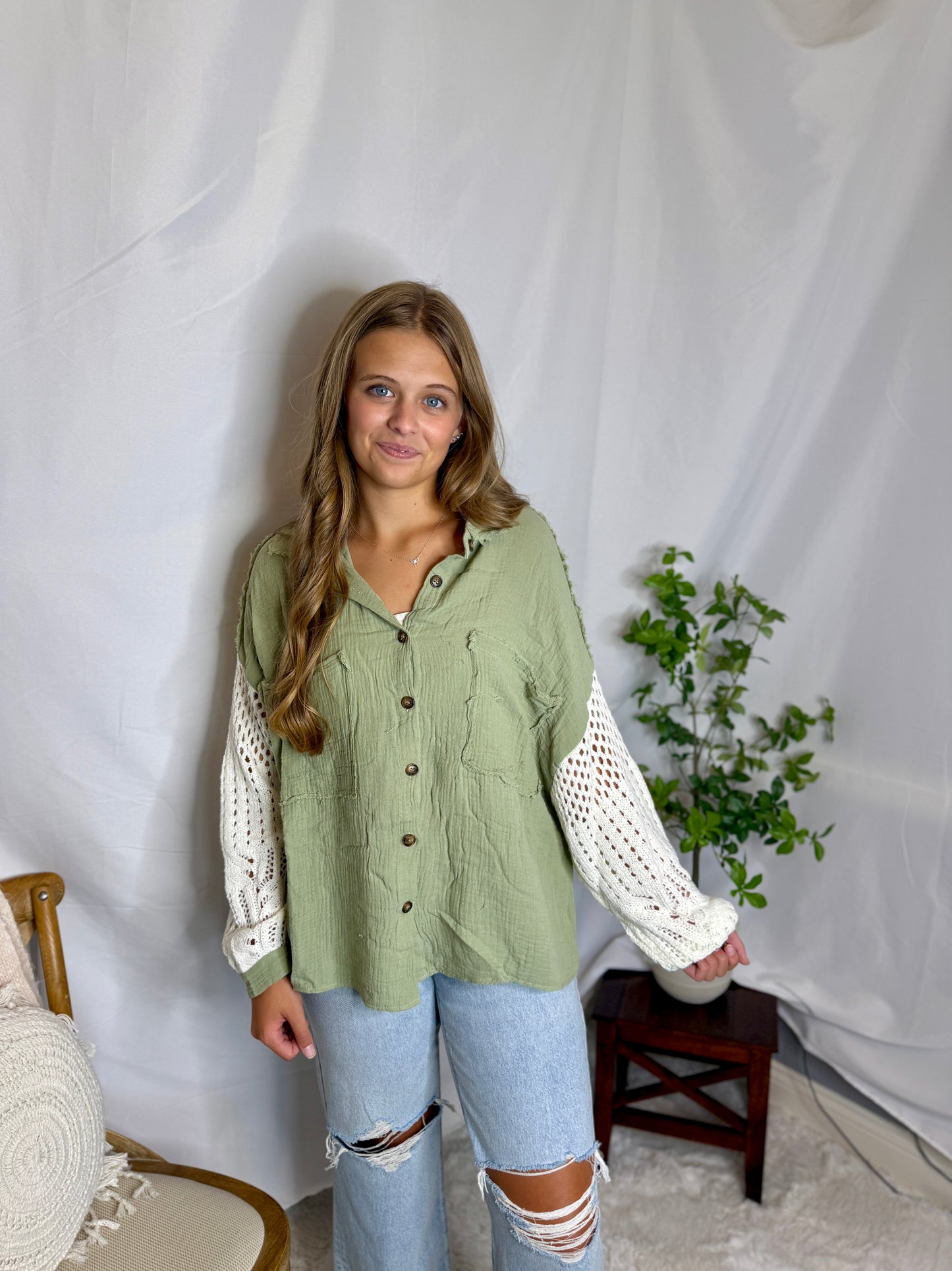 The Garden Crochet Sleeve Sweater