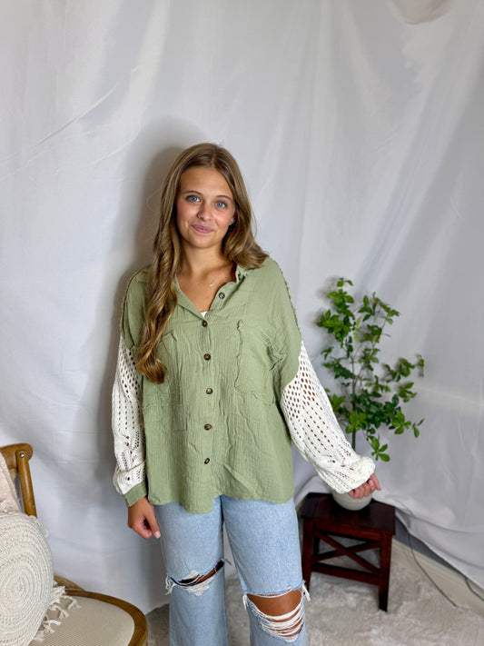 The Garden Crochet Sleeve Sweater