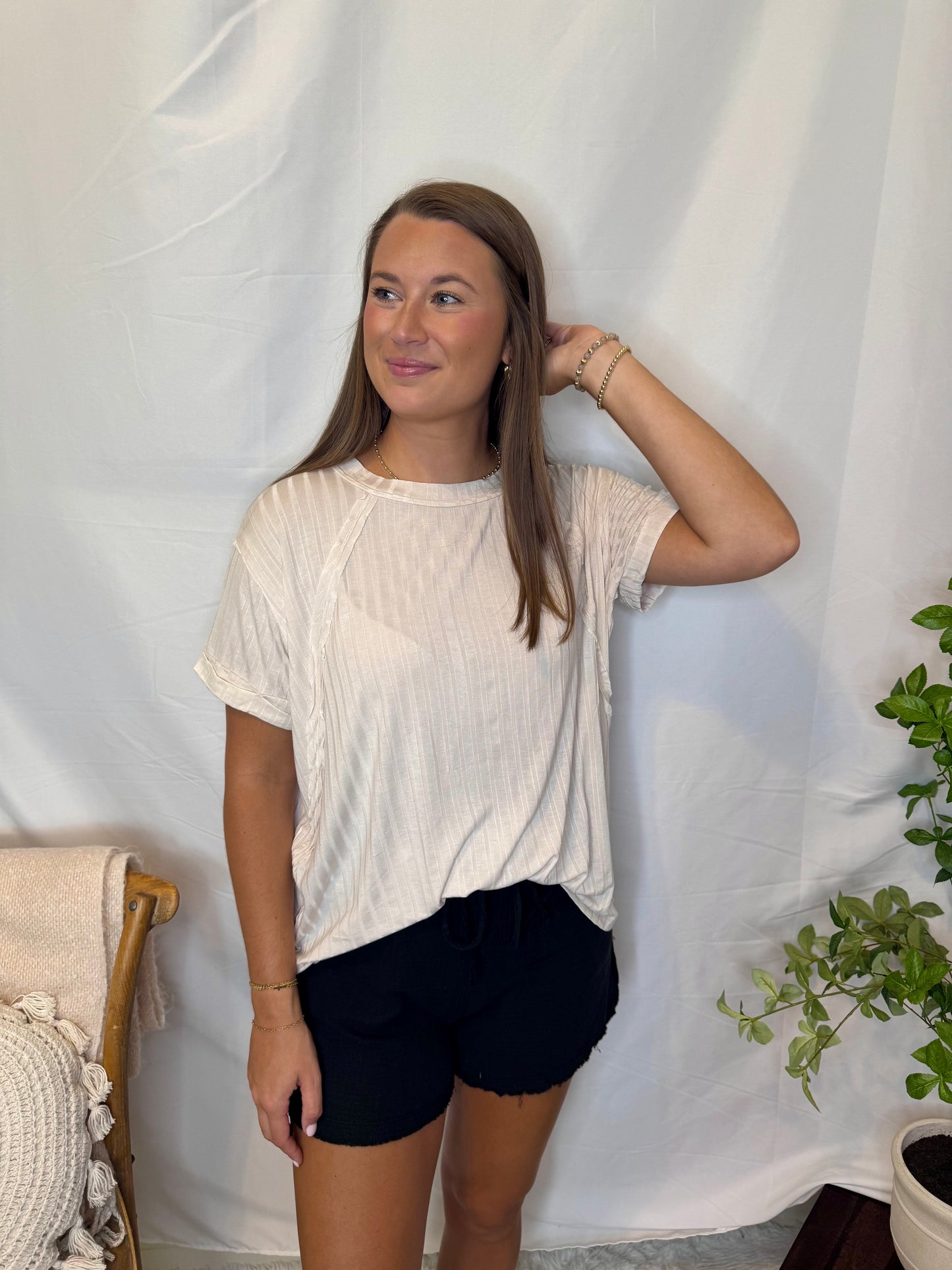 The Ribbed Boat Neck Tee
