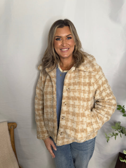 The Houndstooth Button Up Collared Jacket