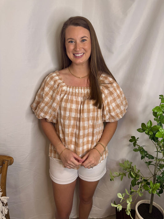 The Sand Checkered Top