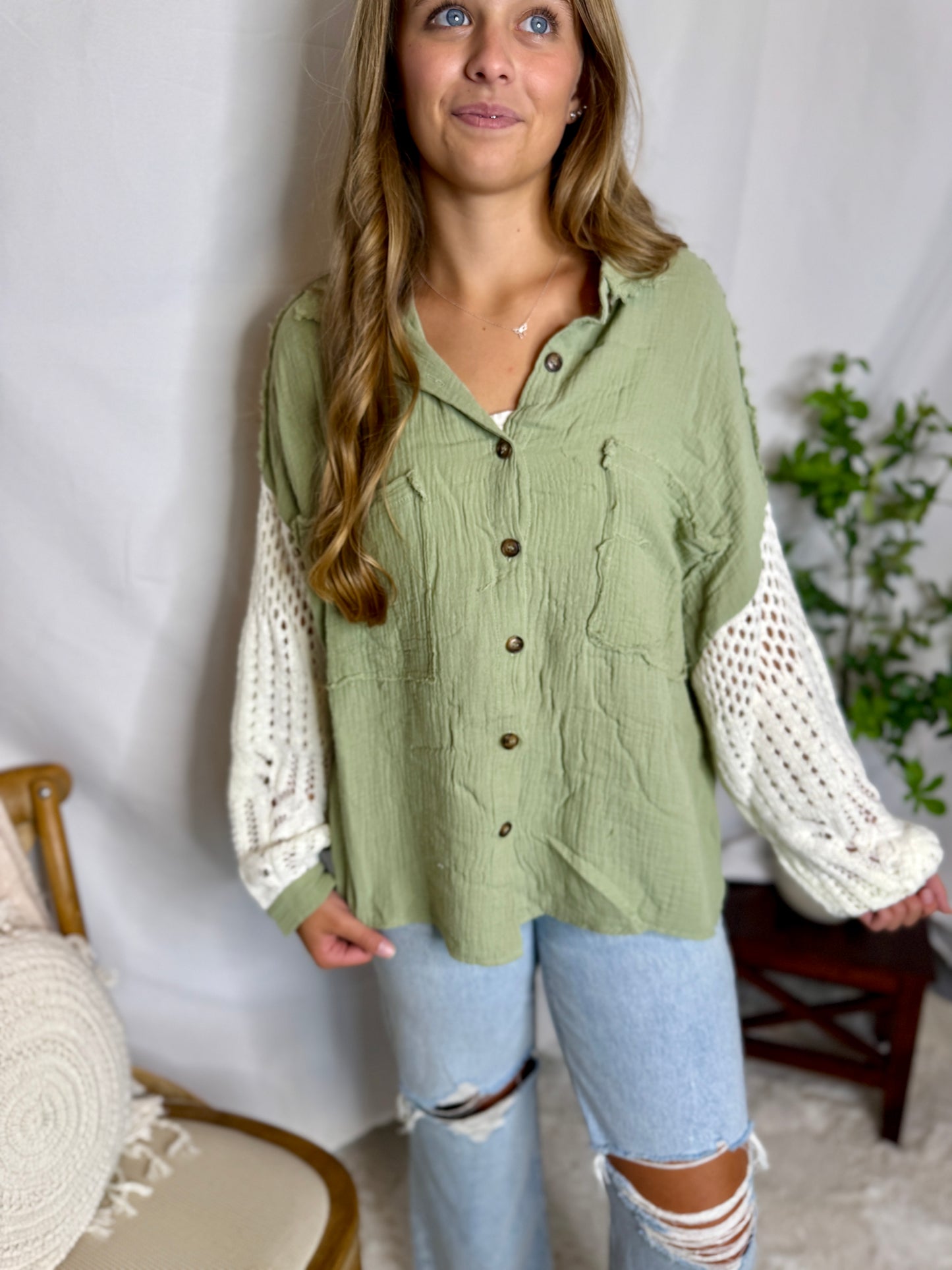 The Garden Crochet Sleeve Sweater