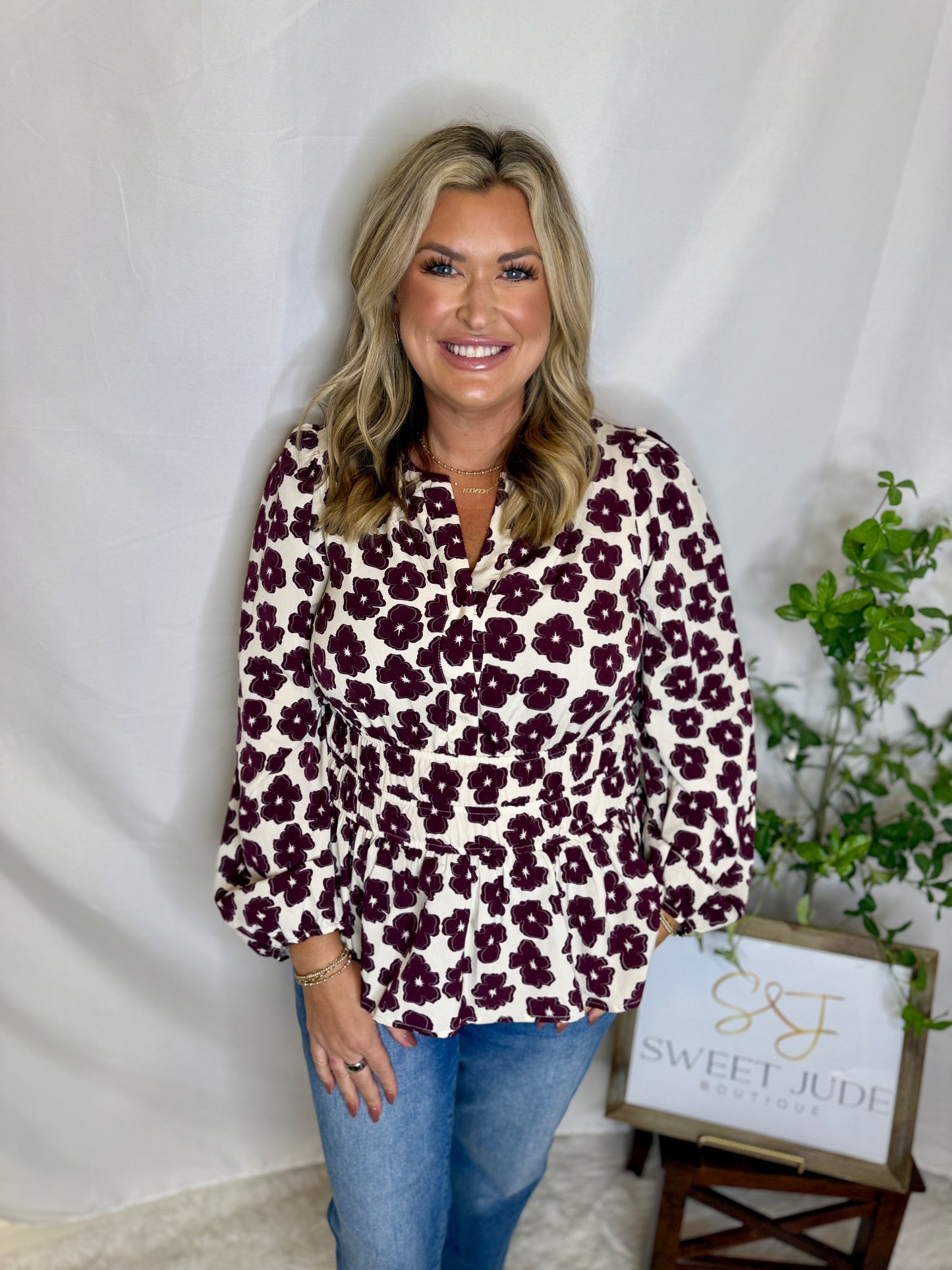 Floral Pintuck Blouse