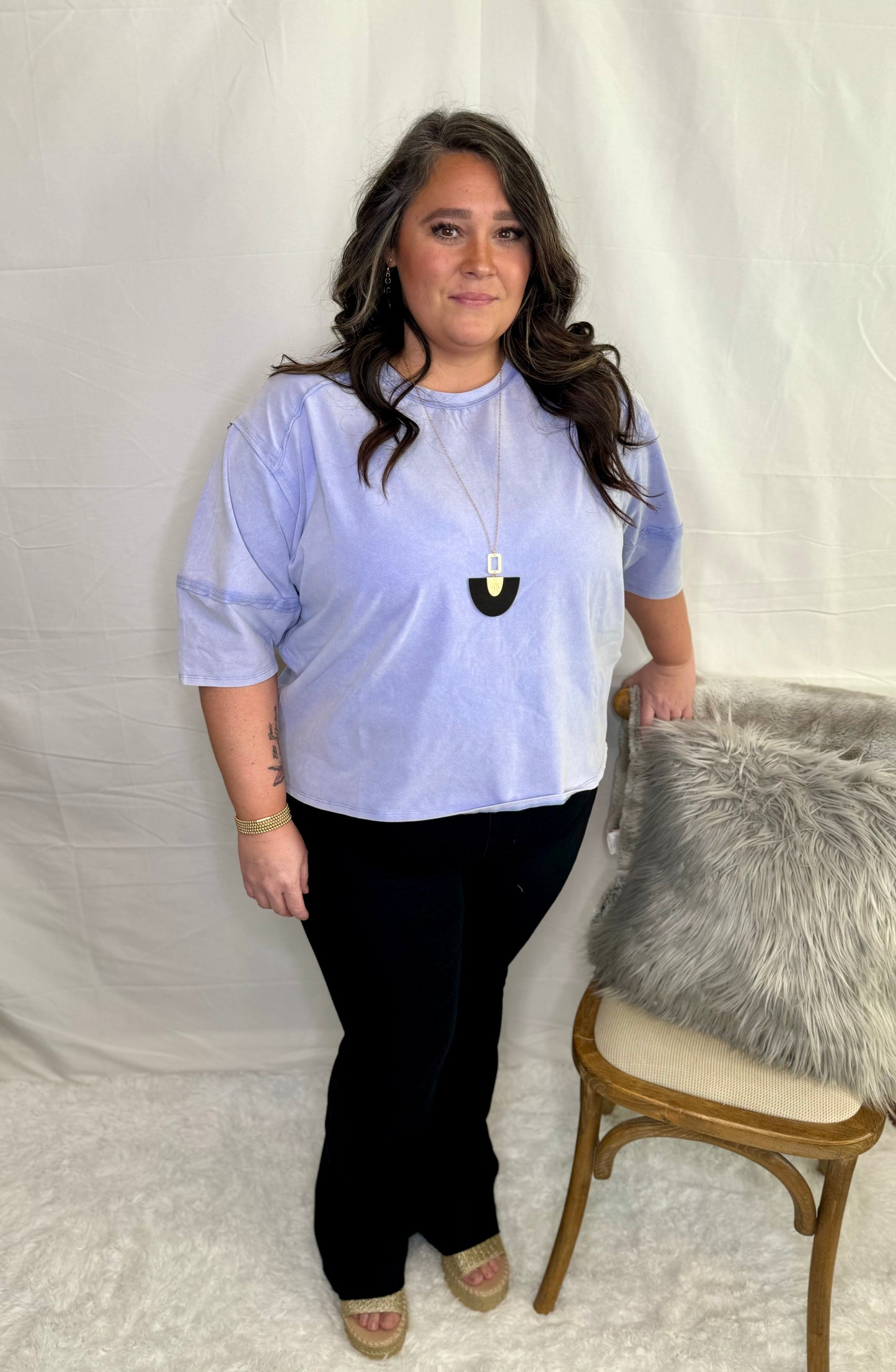 The Go To Casual Top Plus Size- Lavender