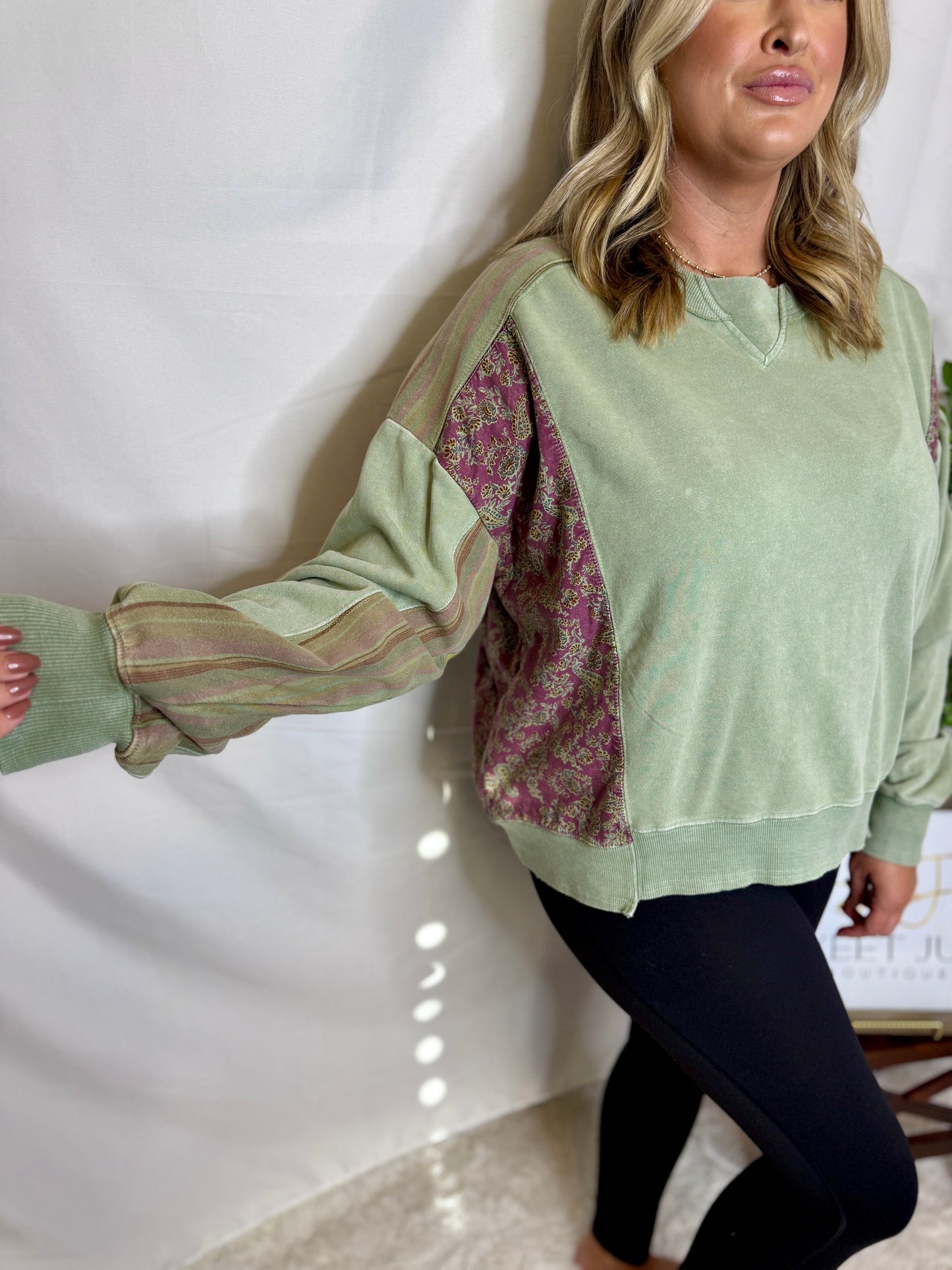 Patchwork Print Pullover Top