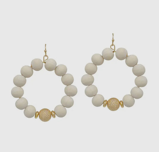 White Wood Circle Drops