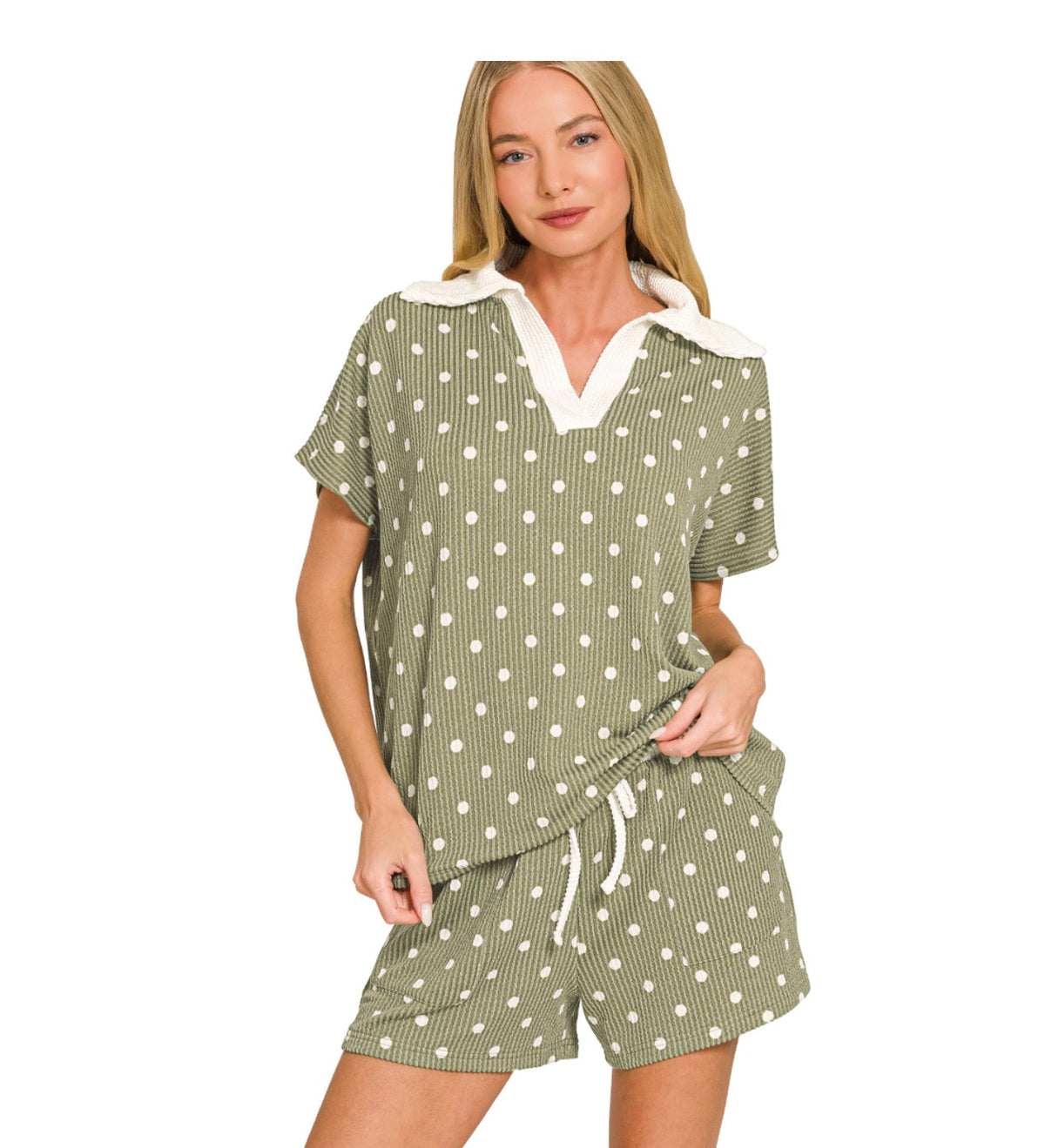 The Ribbed Polka Dot Set