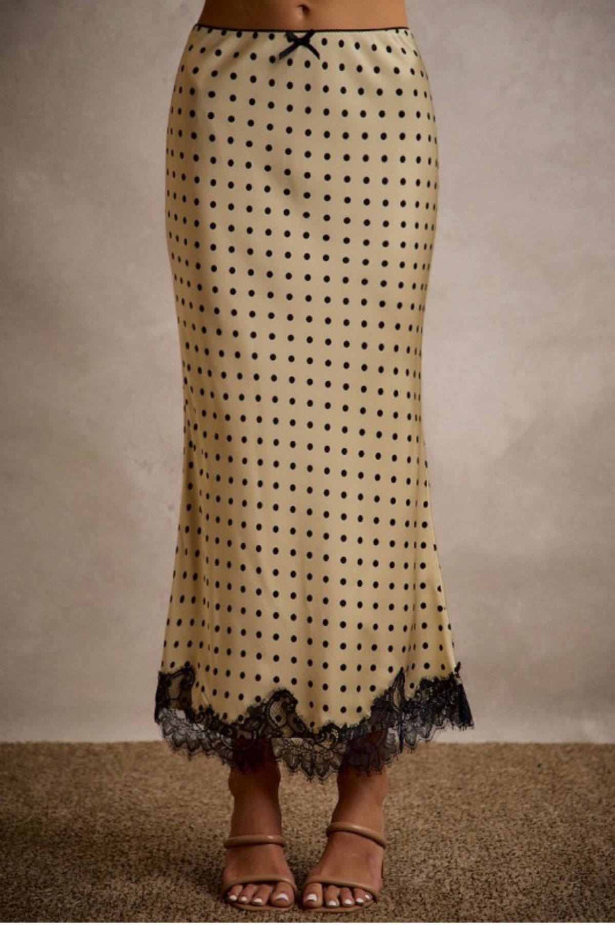 Polka Dot Satin Maxi Skirt