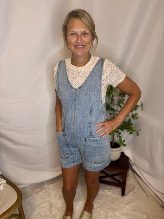 Denim Short Overalls