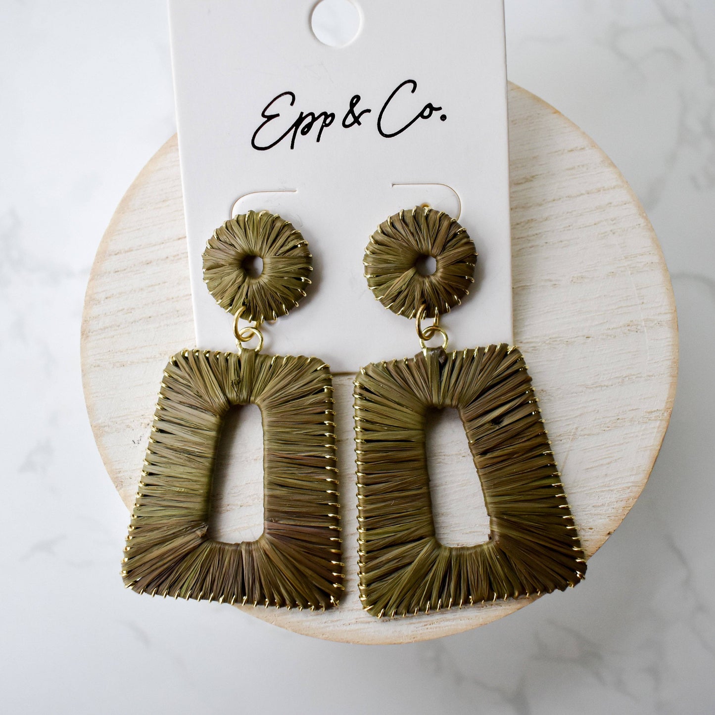 The Olive Green Bell Raffia Drops