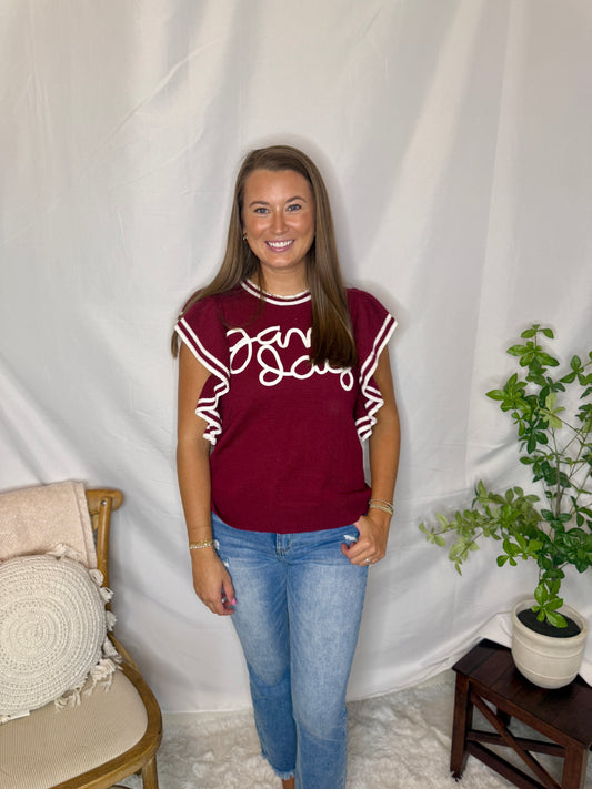 Gameday Ruffle Sleeve Sweater