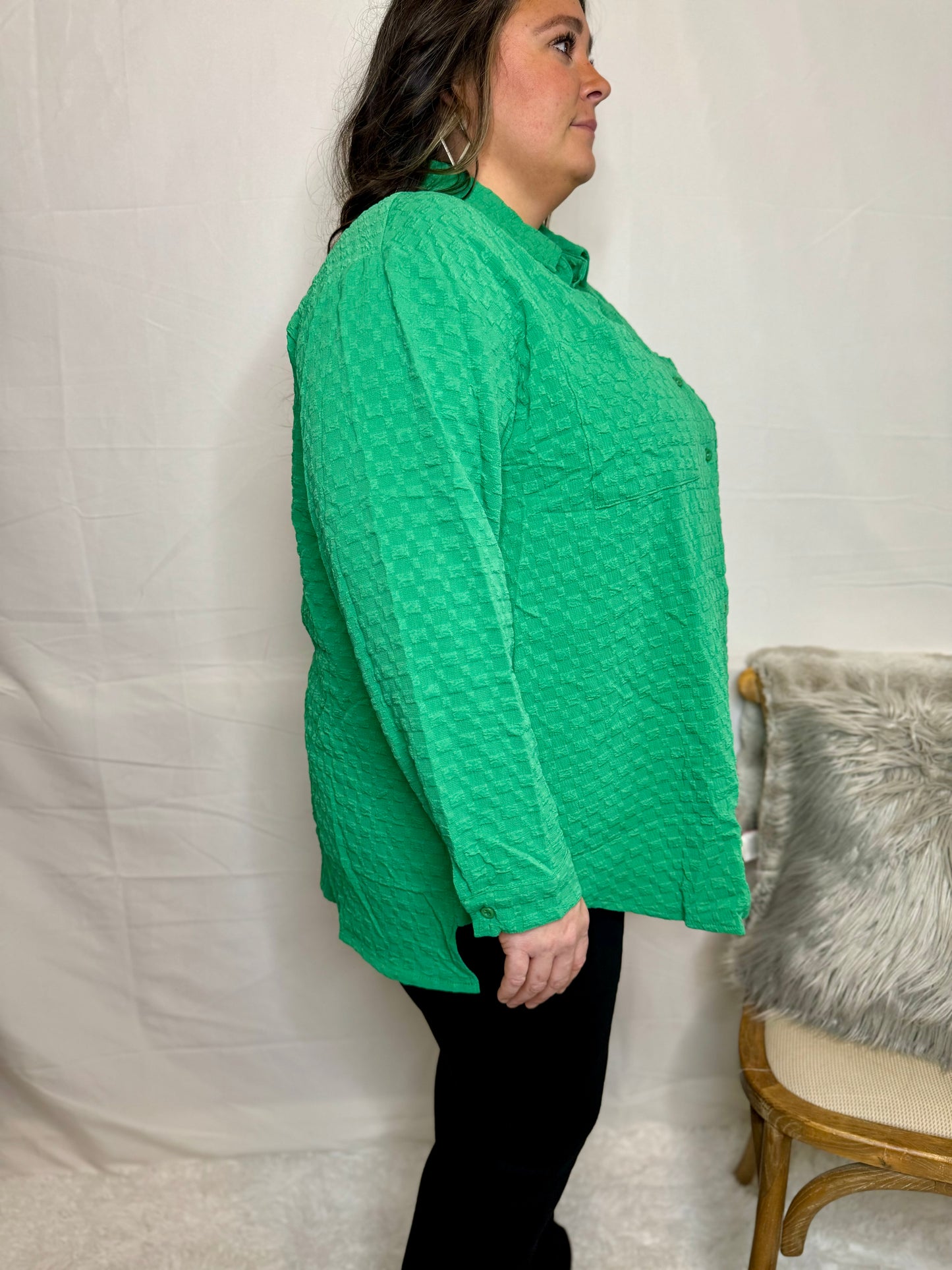 The Lucky Textured Button Up - Plus Size