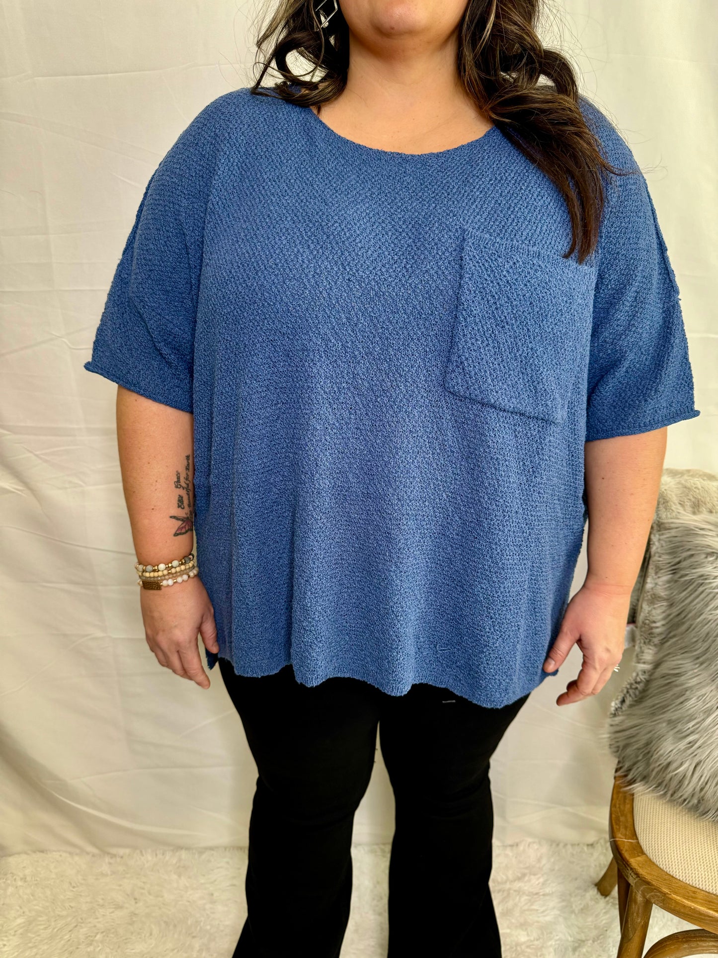 The Airy Denim Blue Sweater - Plus Size