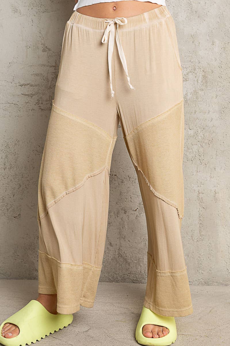 Contrast Ribbed Elastic Pant