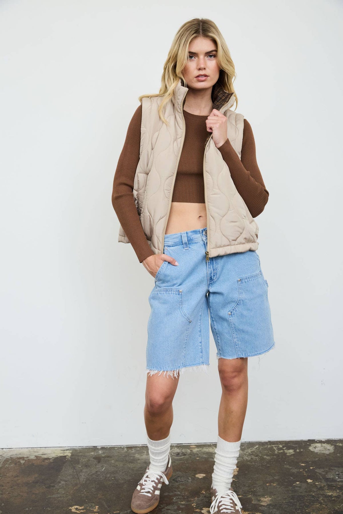 PLAID COLLAR VEST