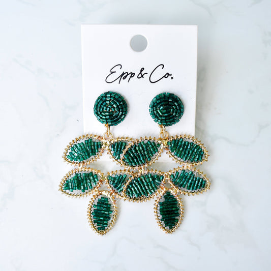 The Emerald Beaded Petal Drops