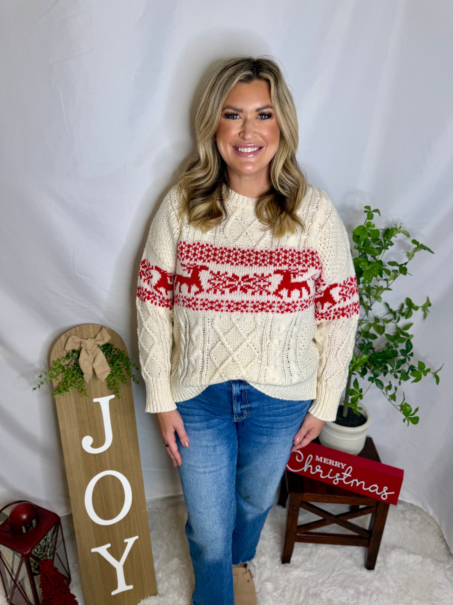 Christmas Theme Cable Knit Sweater