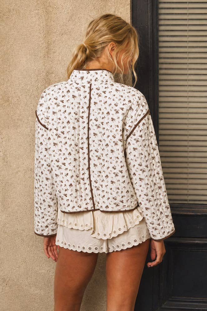 FLORAL PRINT QUILTED JACKET