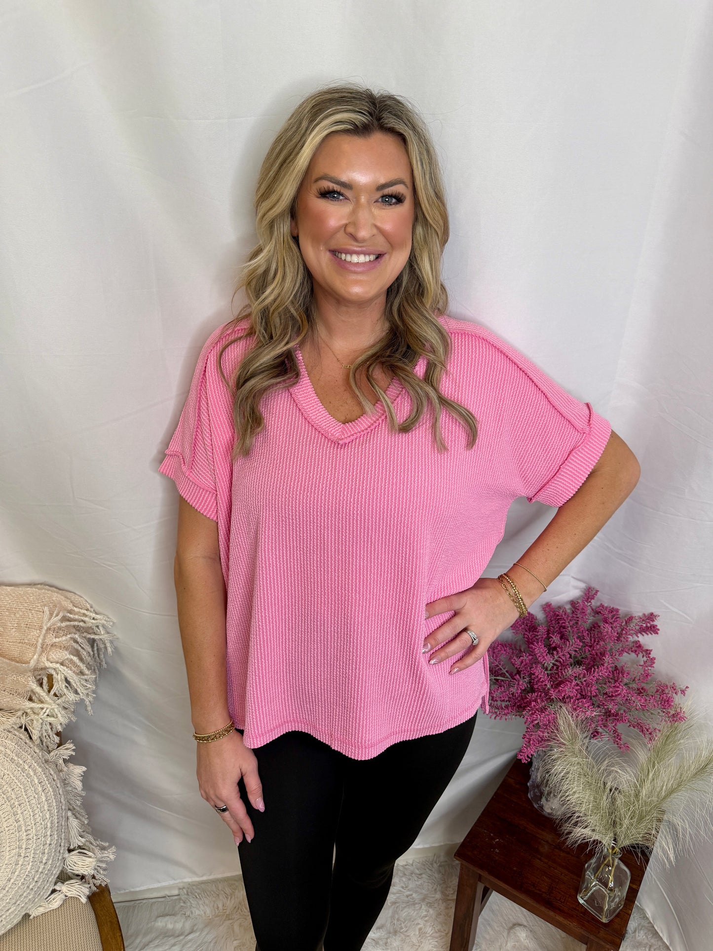 Soft Ribbed V-Neck Everyday Tee