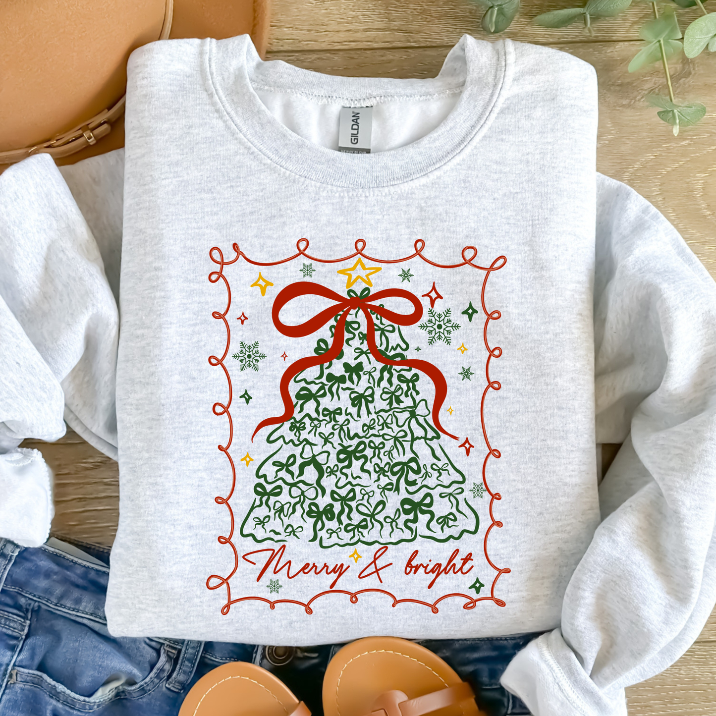 Merry & Bright Bow Tree Graphic Sweatshirt