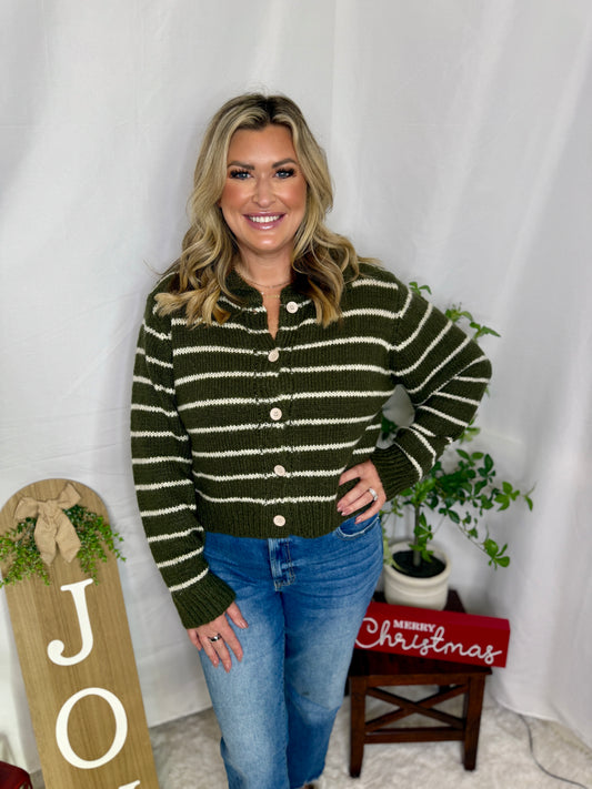 Striped Button Up Sweater