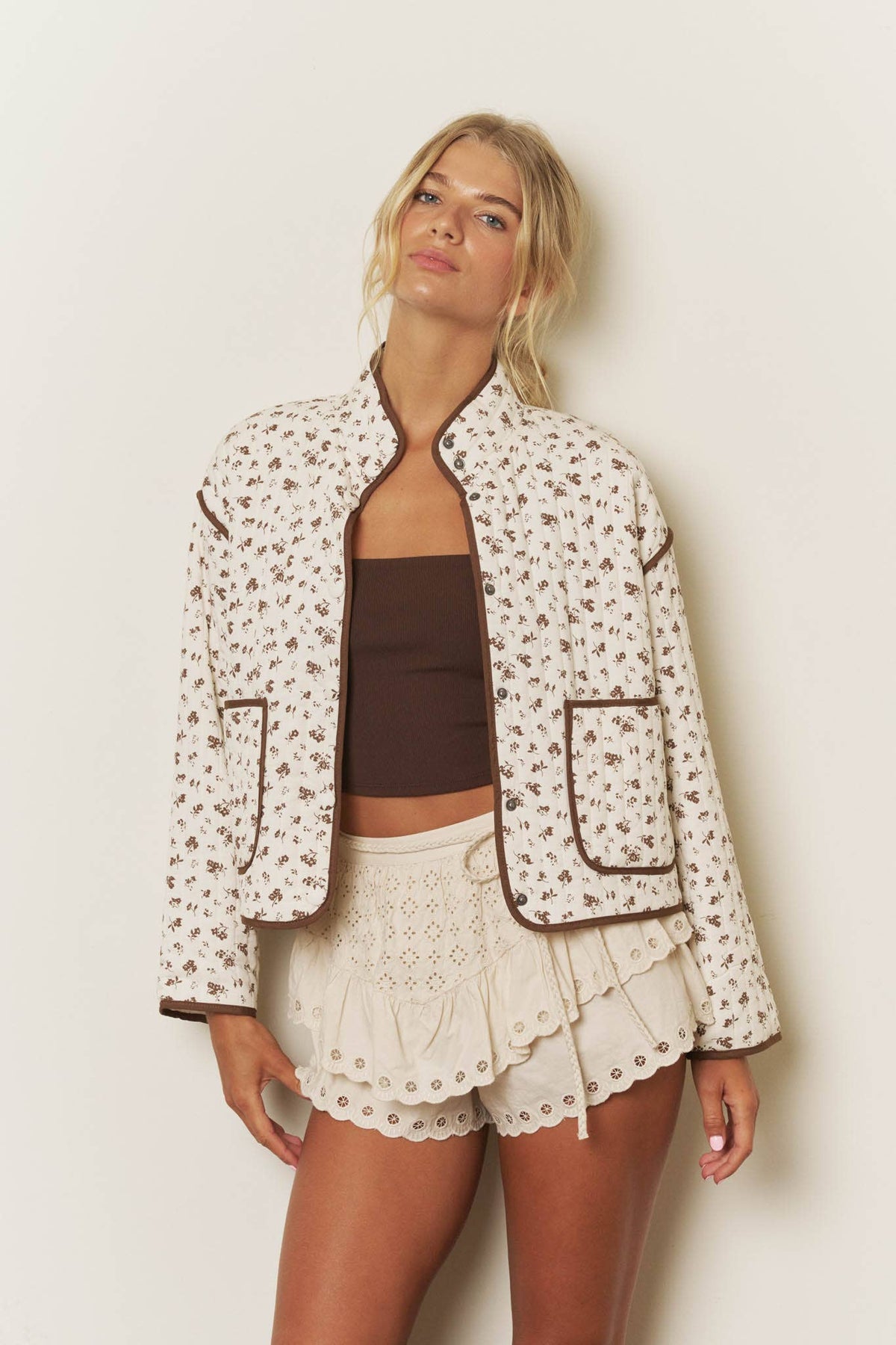 FLORAL PRINT QUILTED JACKET