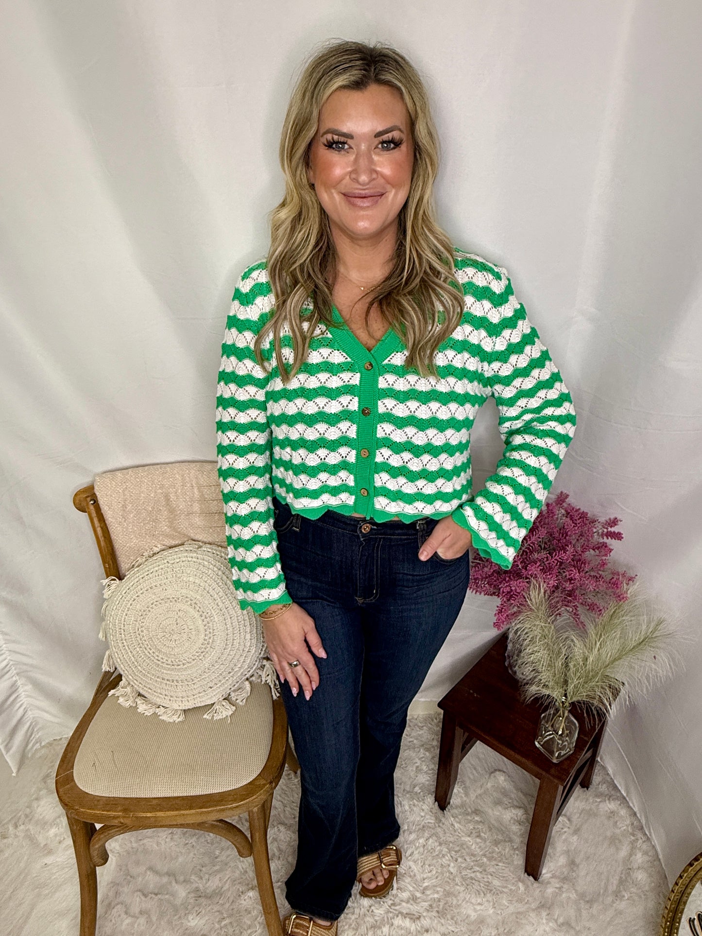 The Lucky Day Striped Crochet Cardigan