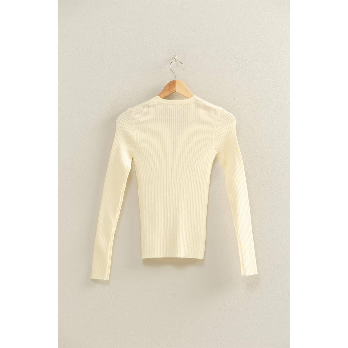 Ribbed Long Sleeve Knit Top