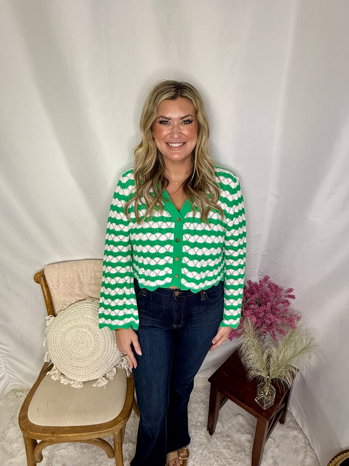 The Lucky Day Striped Crochet Cardigan