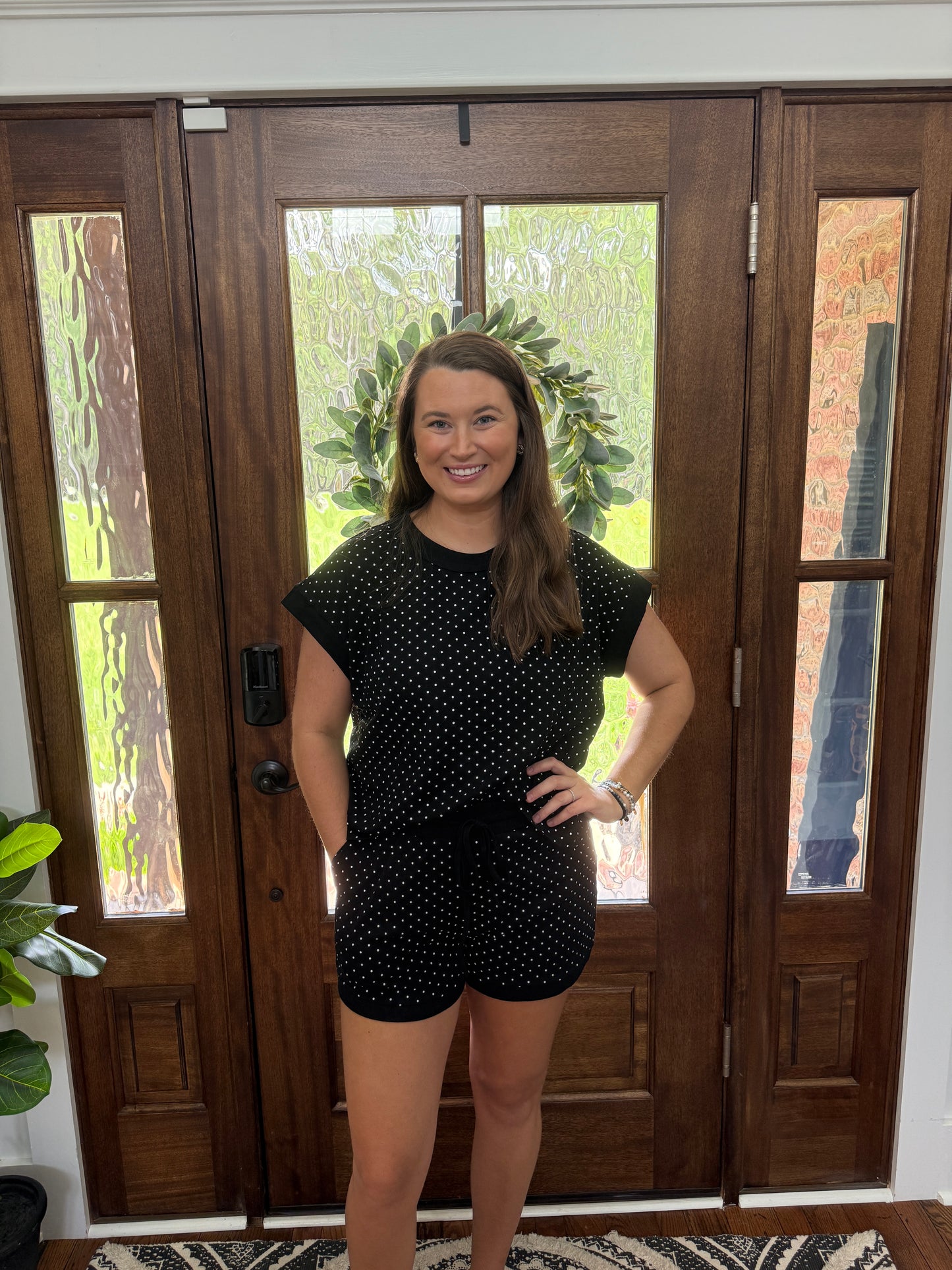 Polka Dot Knit Top & Shorts Set