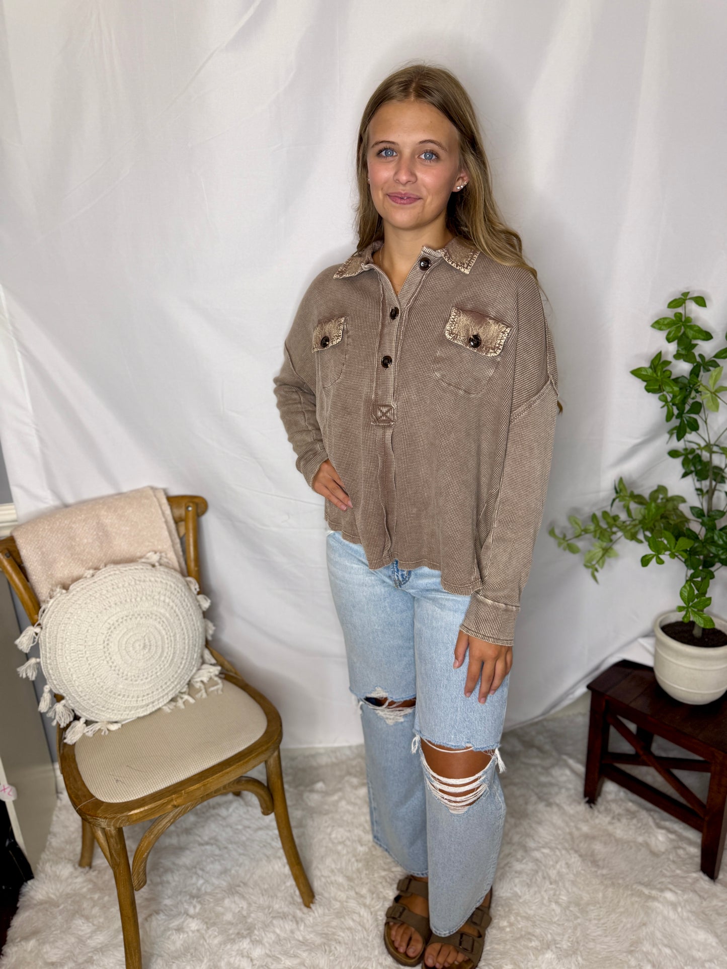 Mineral Wash Henley Top