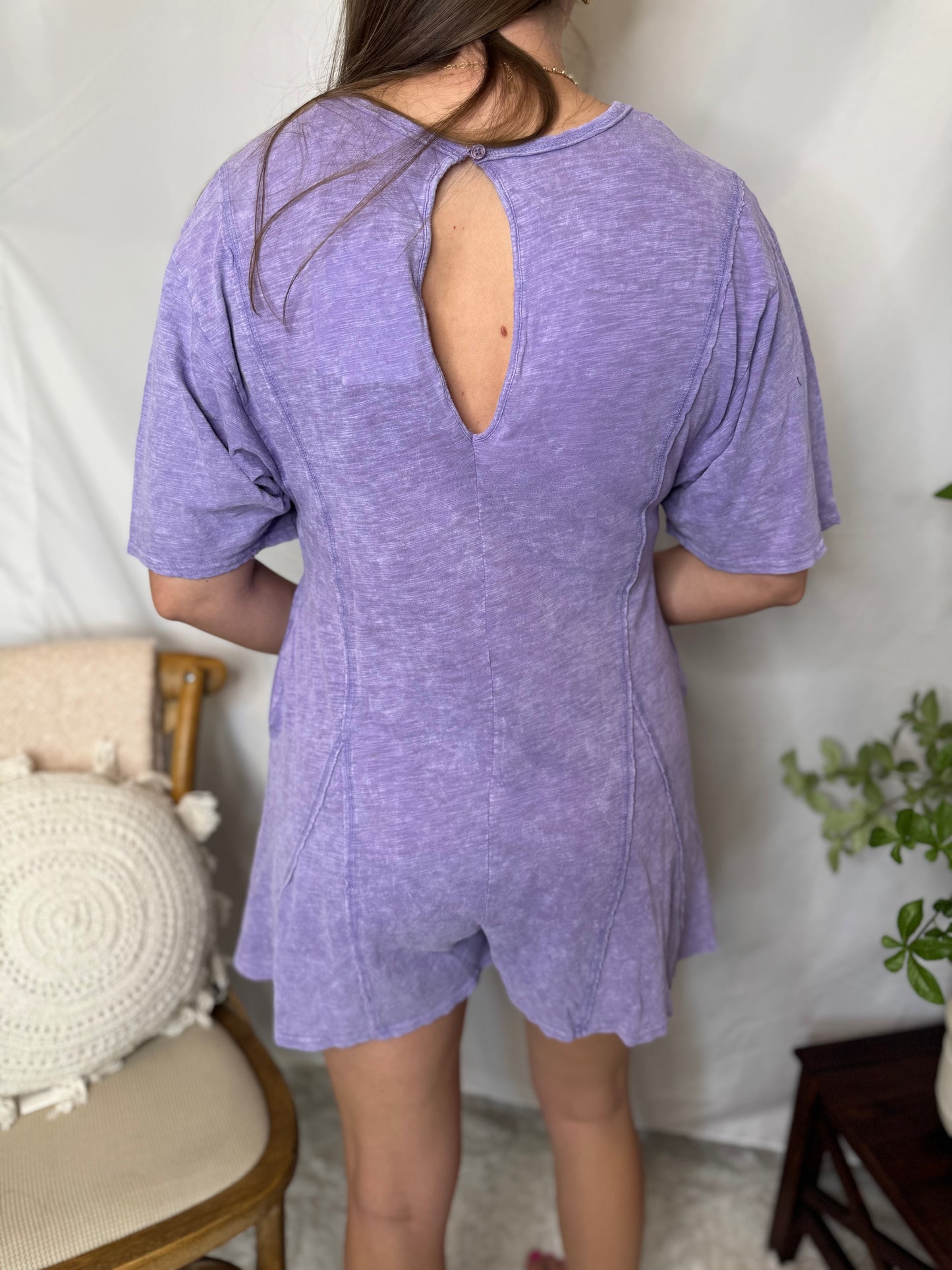 The Mineral Washed Oversized Knit Comfy Romper