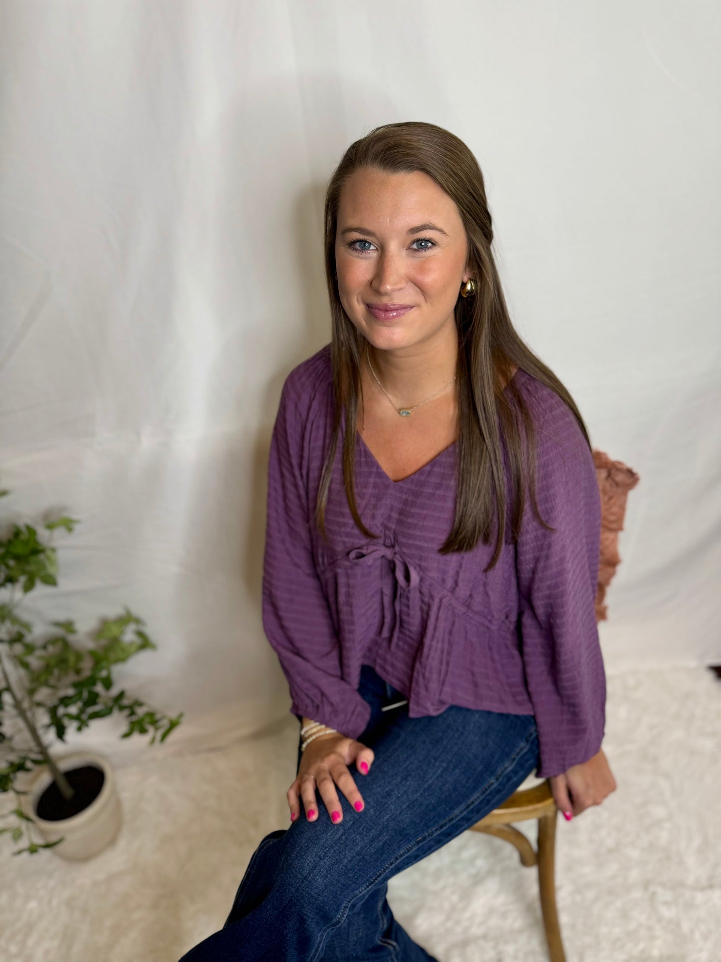 The V-Neck Purple Blouse