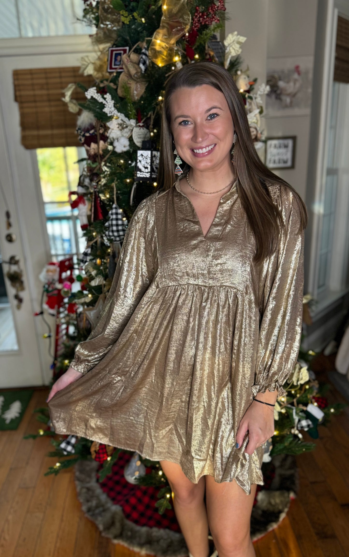 The Metallic Mistletoe Dress