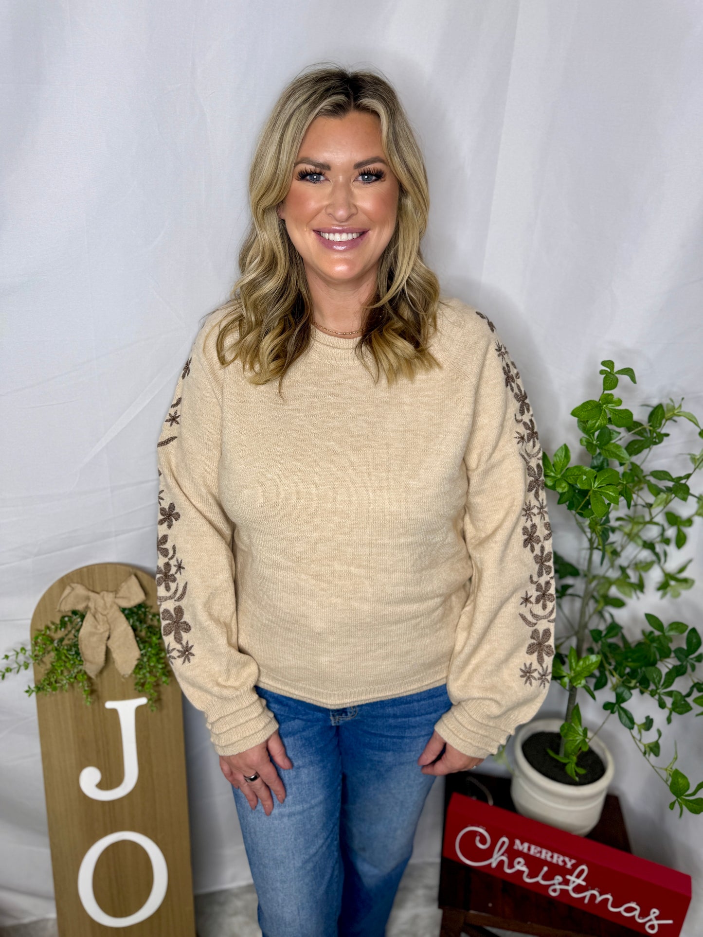 Floral Sleeve Pullover