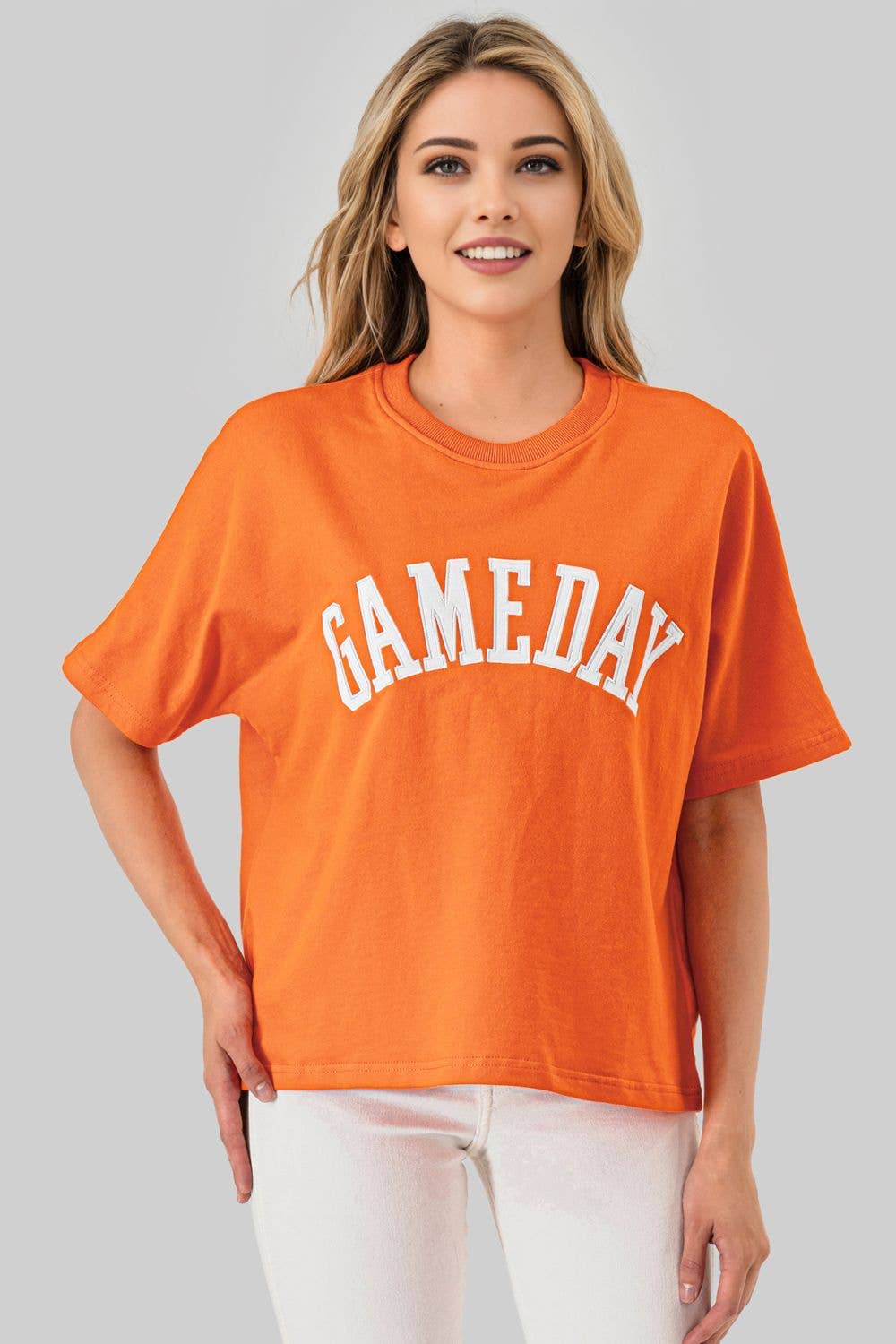 GAMEDAY Embroidered Applique top Orange