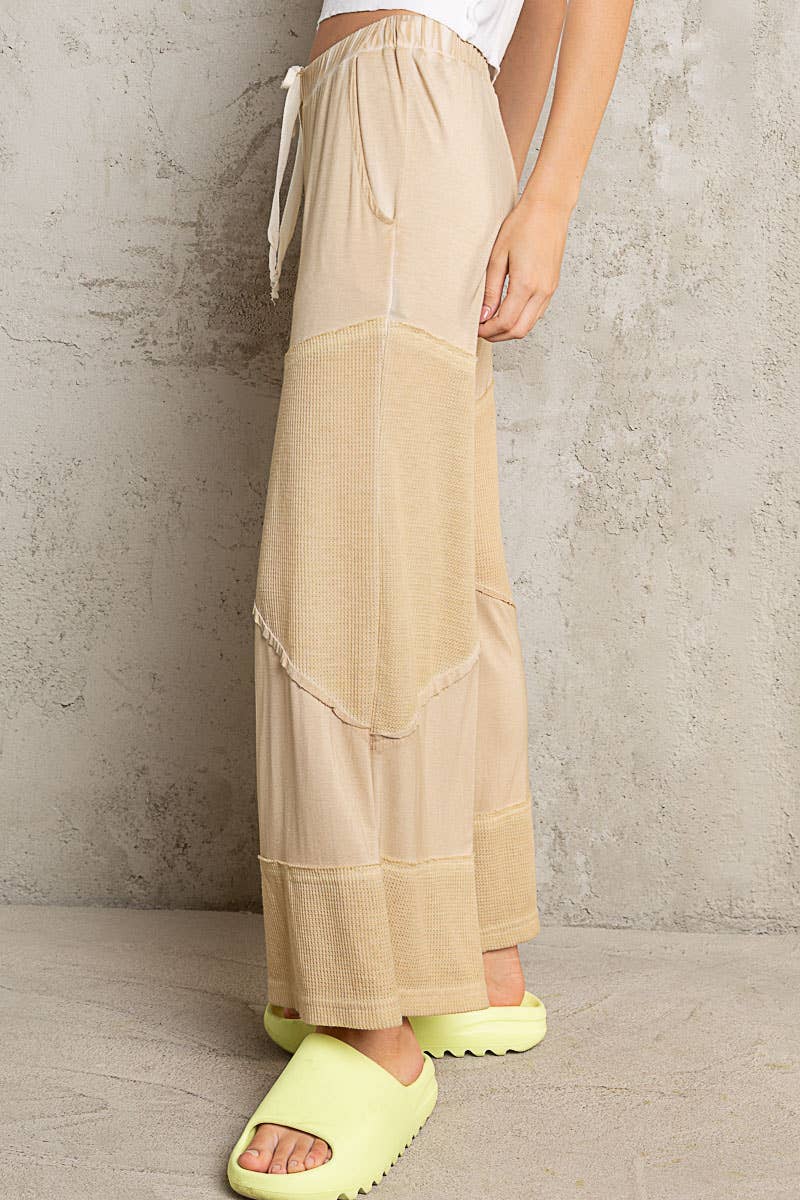 Contrast Ribbed Elastic Pant