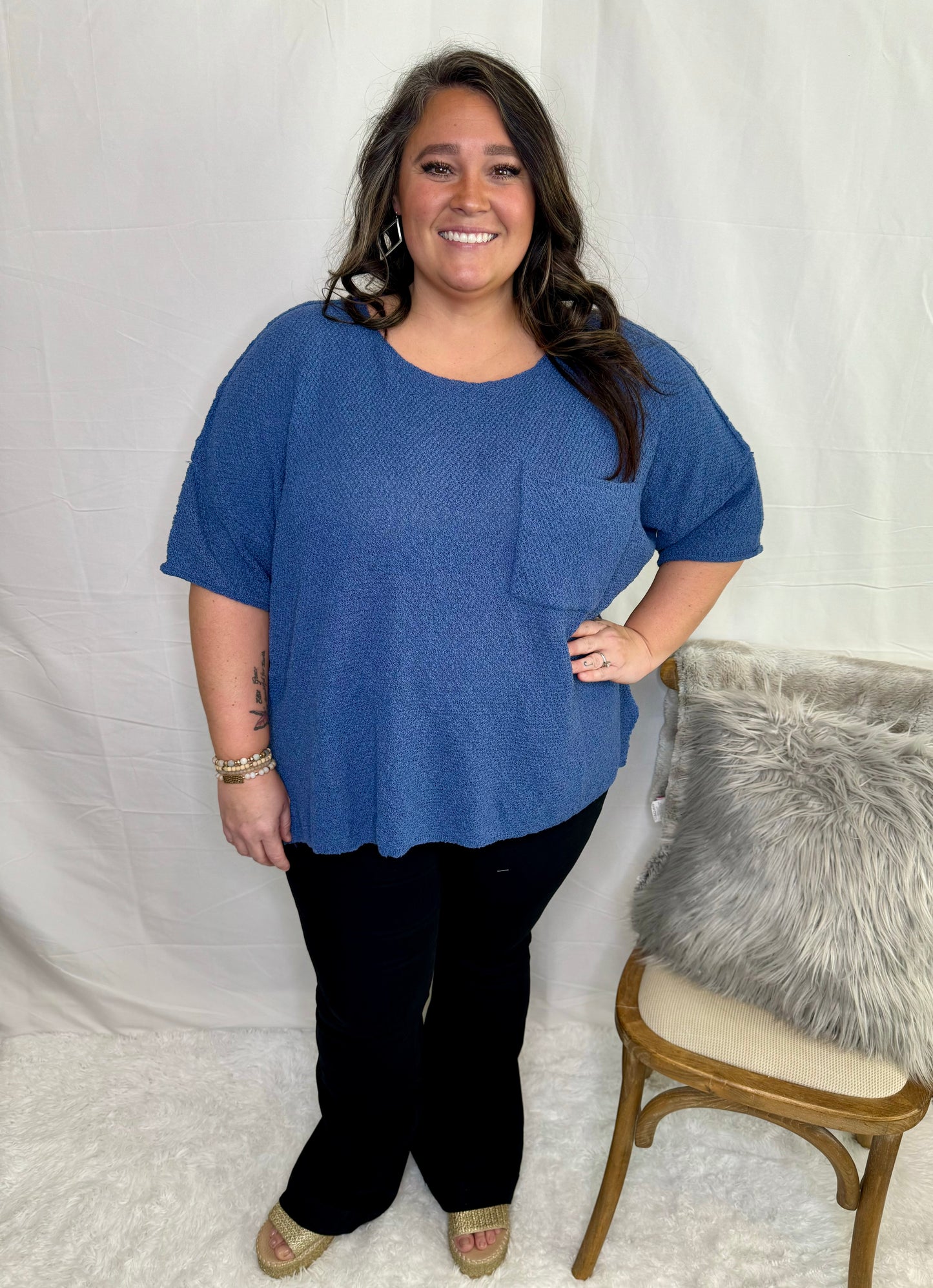 The Airy Denim Blue Sweater - Plus Size