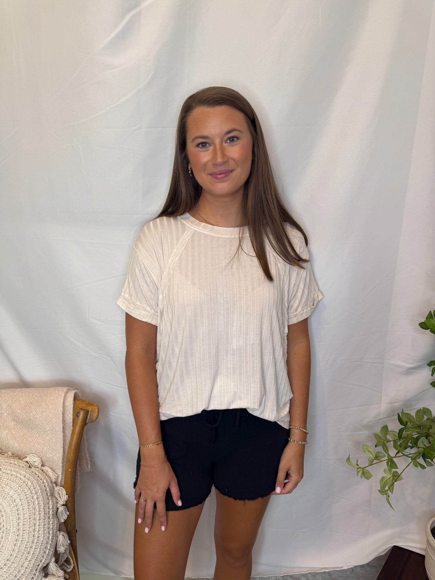 The Ribbed Boat Neck Tee