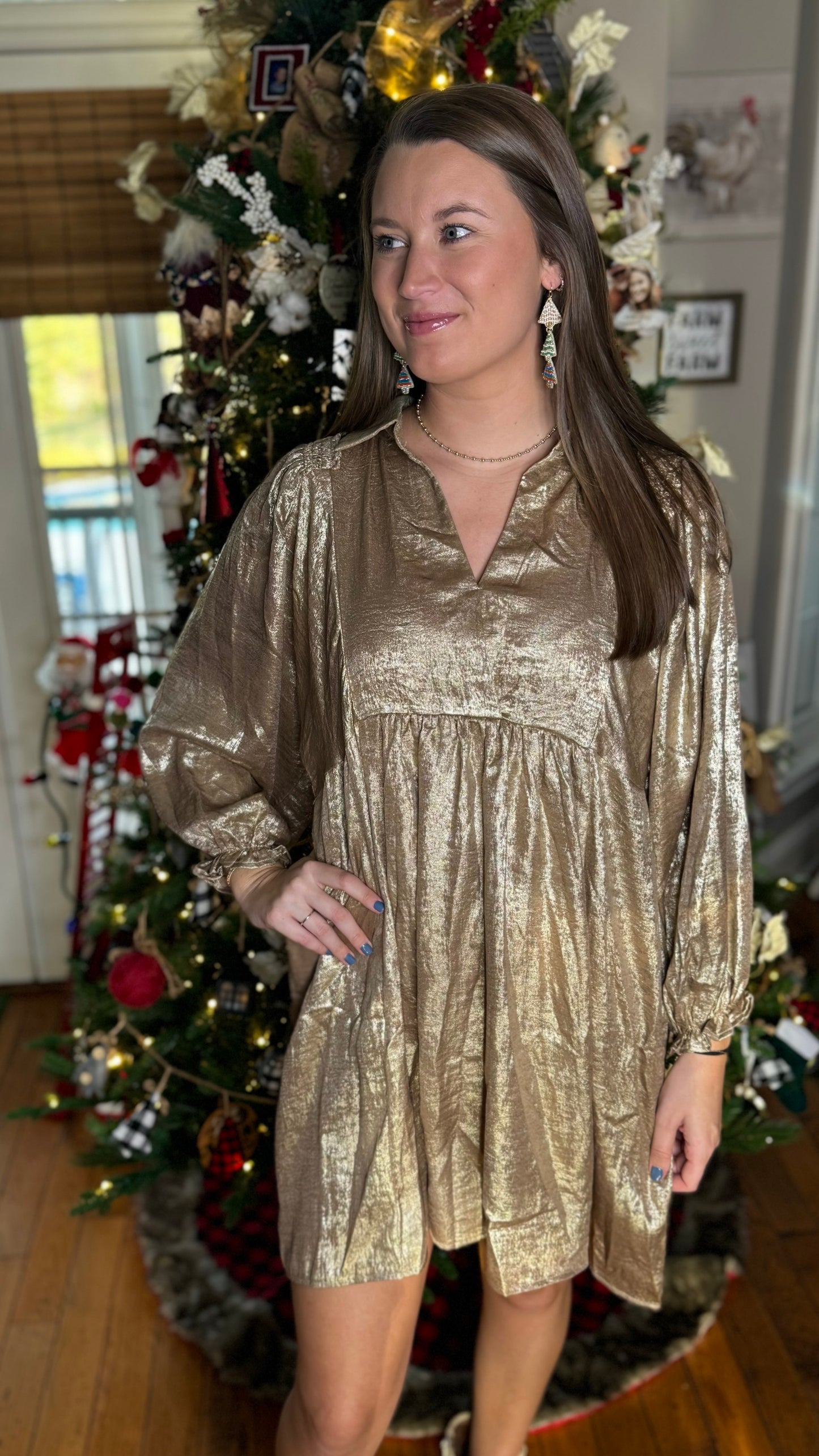 The Metallic Mistletoe Dress