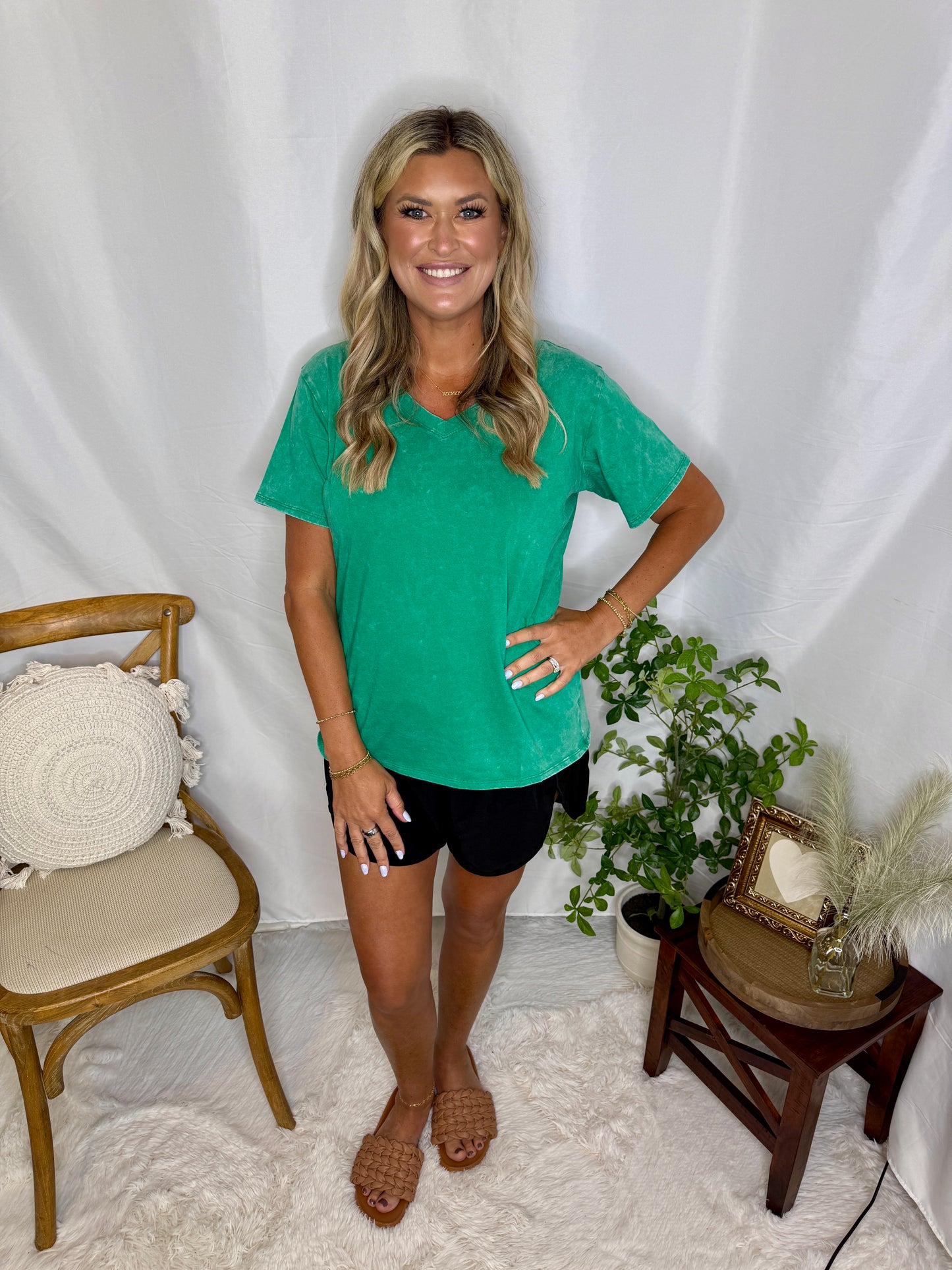 Washed V Neck Tee