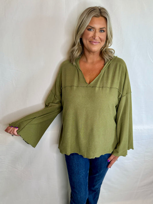 The Hoodie Top- Green